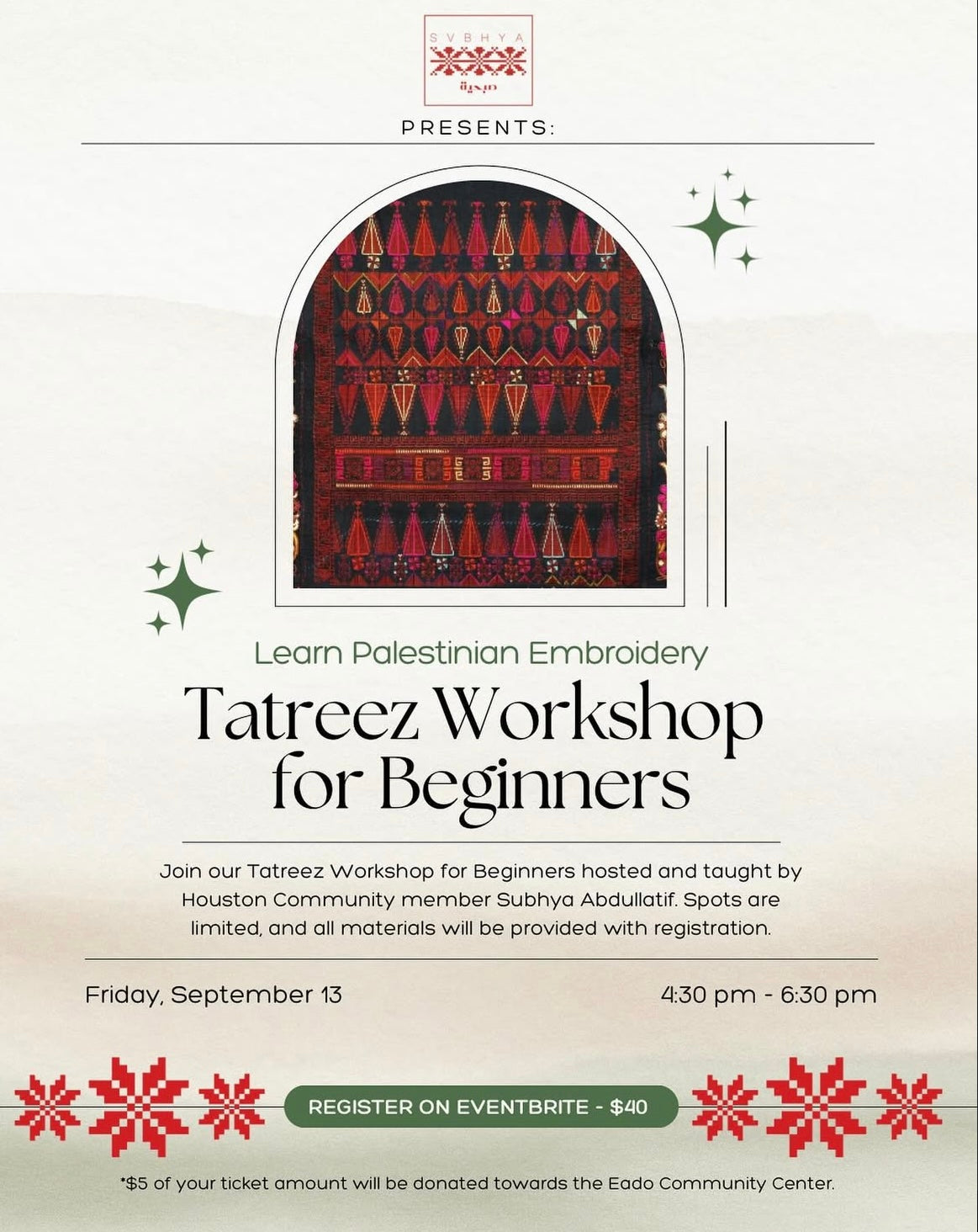 TATREEZ WORKSHOP FOR BEGINNERS